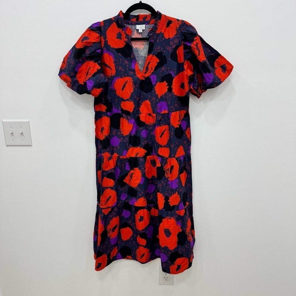 Mudpie Christine Midi Tiered poppy dress Sz Small Like New